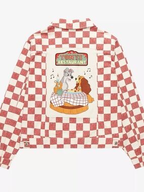 Disney Lady and the Tramp Tony's Restaurant Checkered Denim Jacket Small